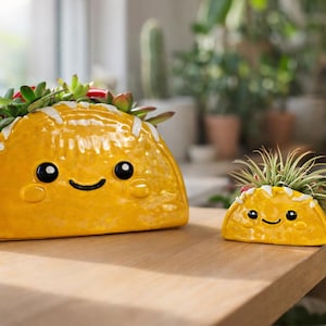 Handmade Taco Planter: Whimsical Succulent Pot for Decor