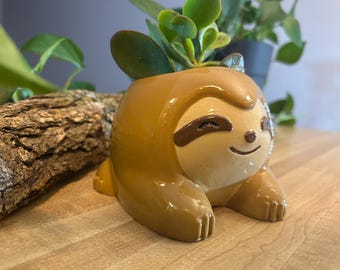 Sloth Planter Handmade: Unique Pot for Succulents
