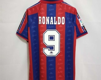 Barcelona Retro Ronaldo 1996-1997 Trikot, Ronaldo Fußballtrikot, Love Ronaldo Champions League Trikot, Geschenk für Fan.