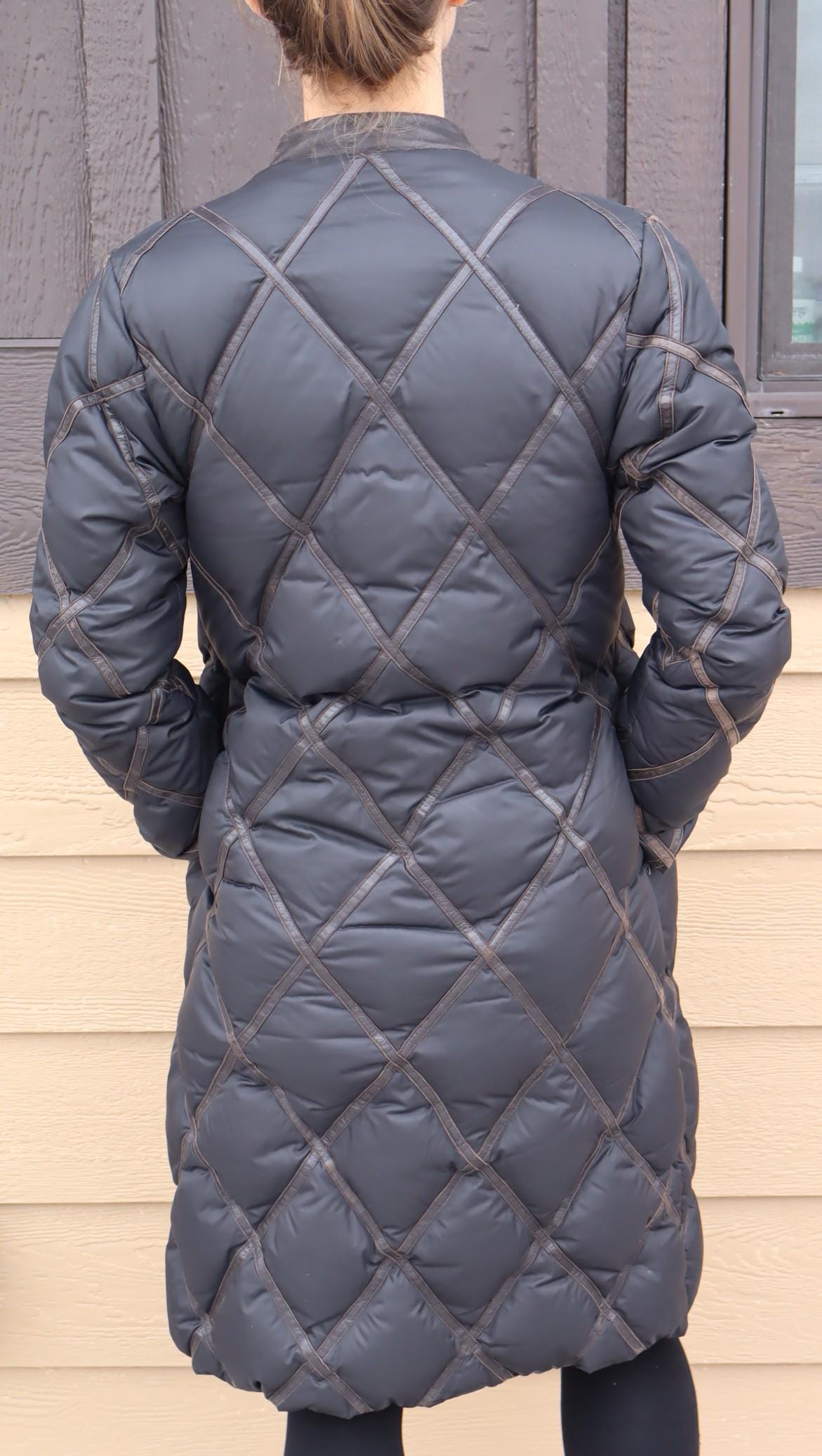 Vintage Moncler Norme Afnor G32-003 Long Down Coat With Leather