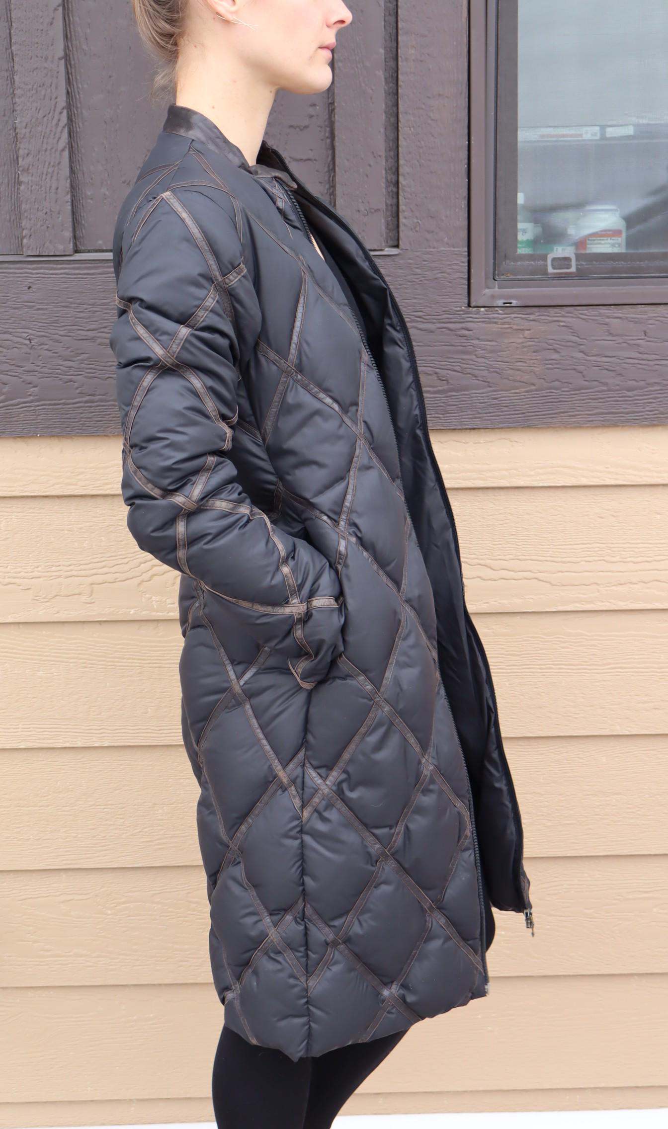 Vintage Moncler Norme Afnor G32-003 Long Down Coat With Leather 