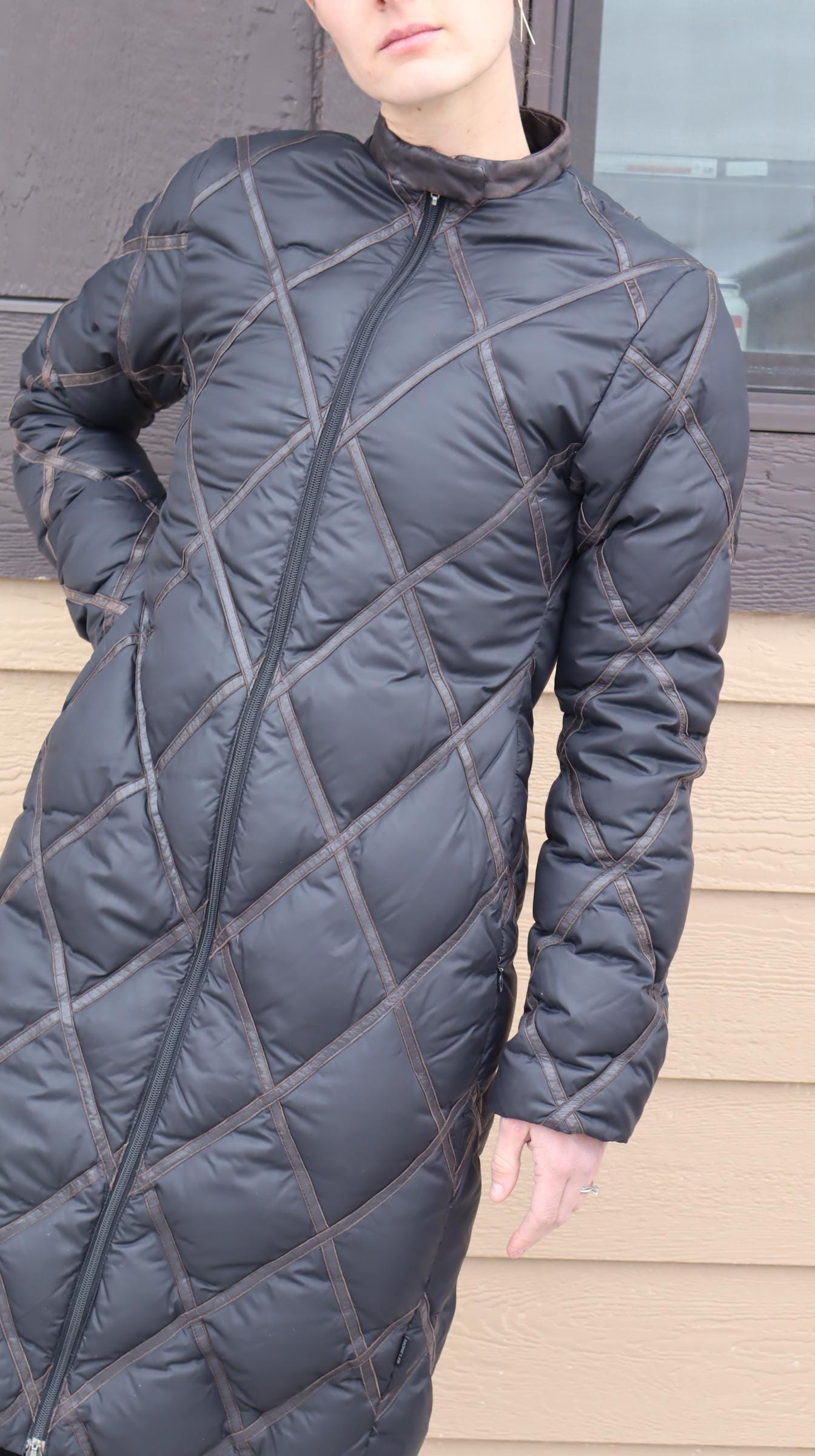 Vintage Moncler Norme Afnor G32-003 Long Down Coat With Leather