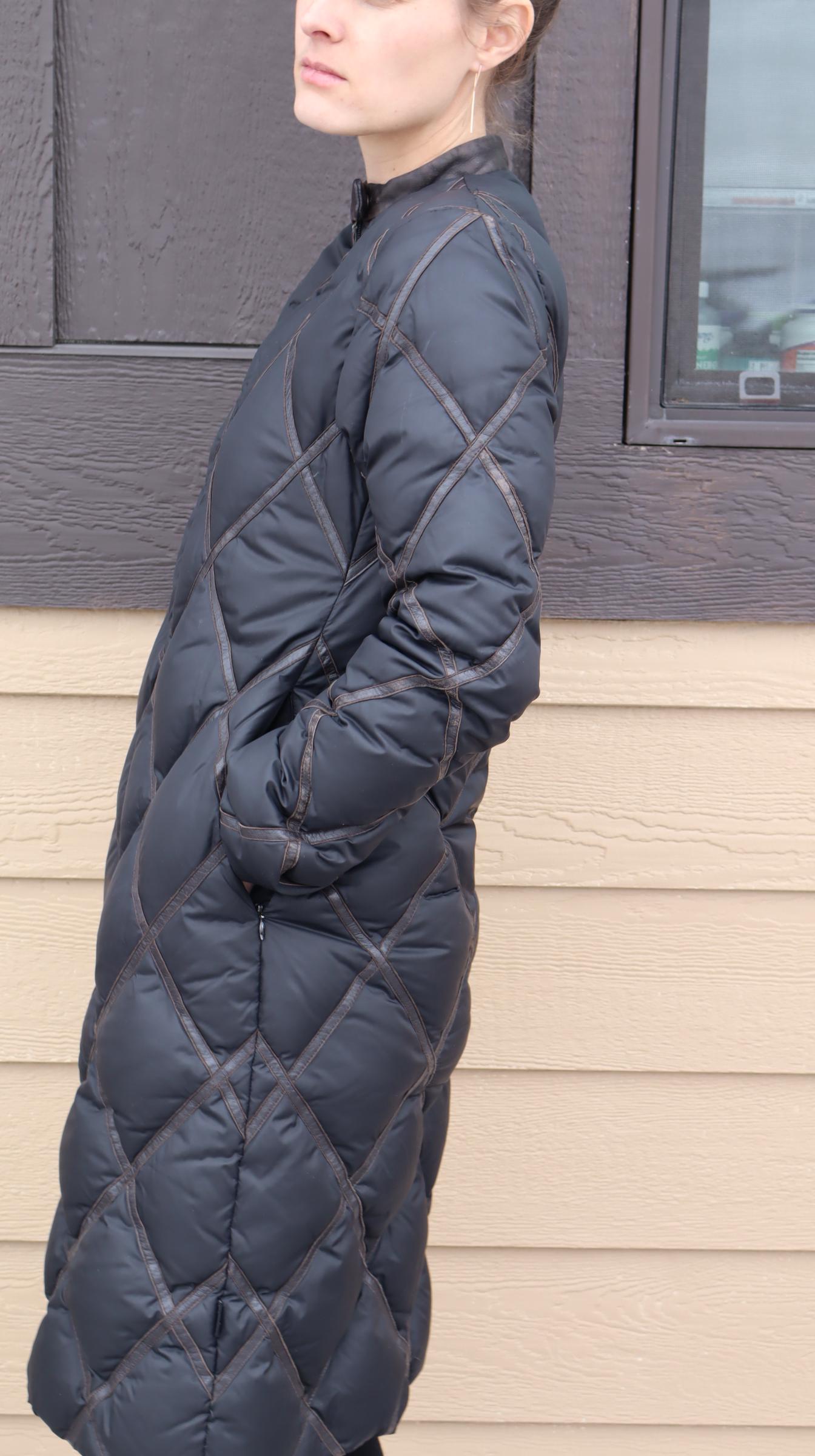 Vintage Moncler Norme Afnor G32-003 Long Down Coat With Leather