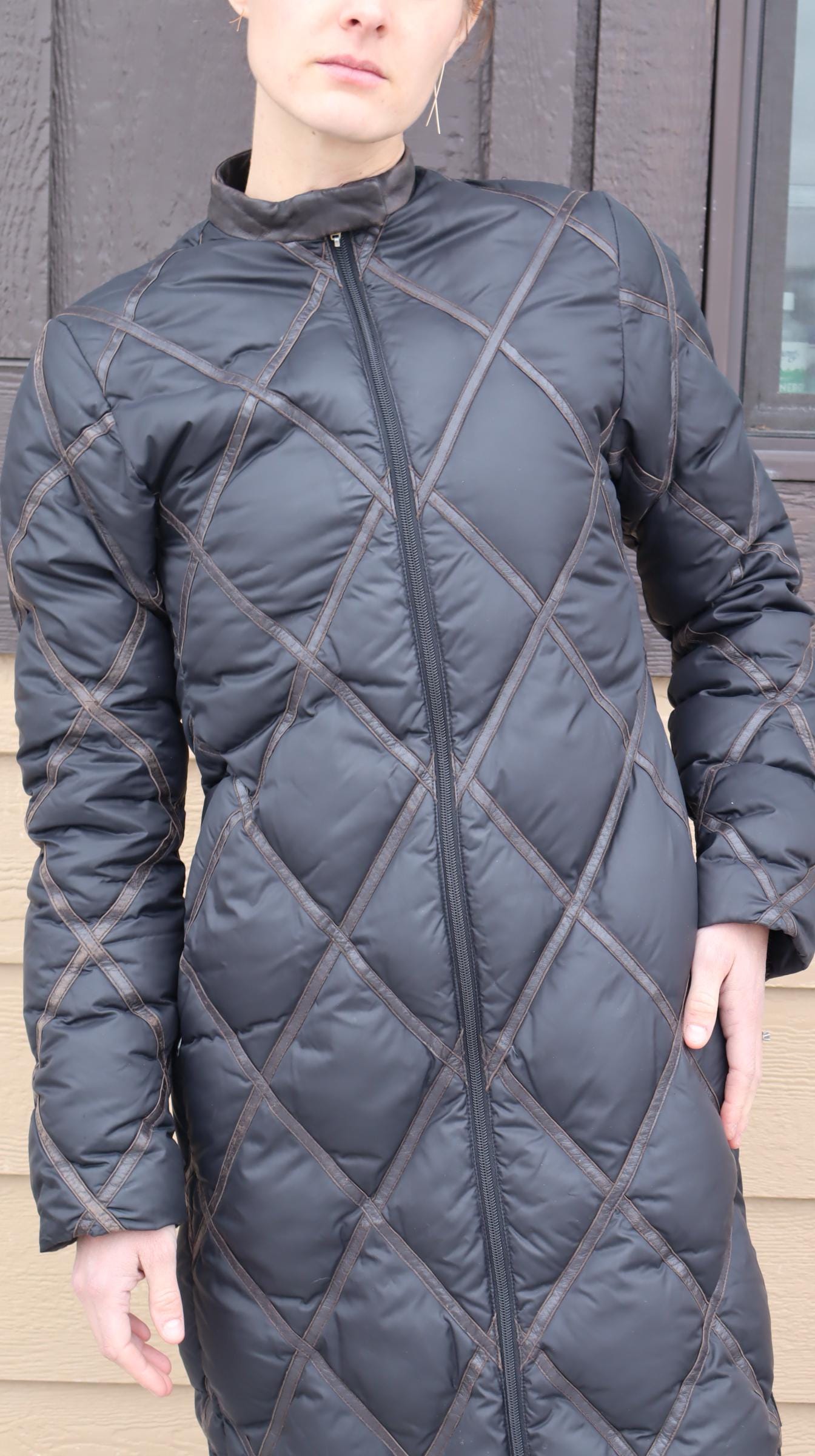 Vintage Moncler Norme Afnor G32-003 Long Down Coat With Leather