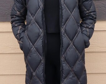 Vintage Moncler Norme Afnor G32-003 Long Down Coat With Leather