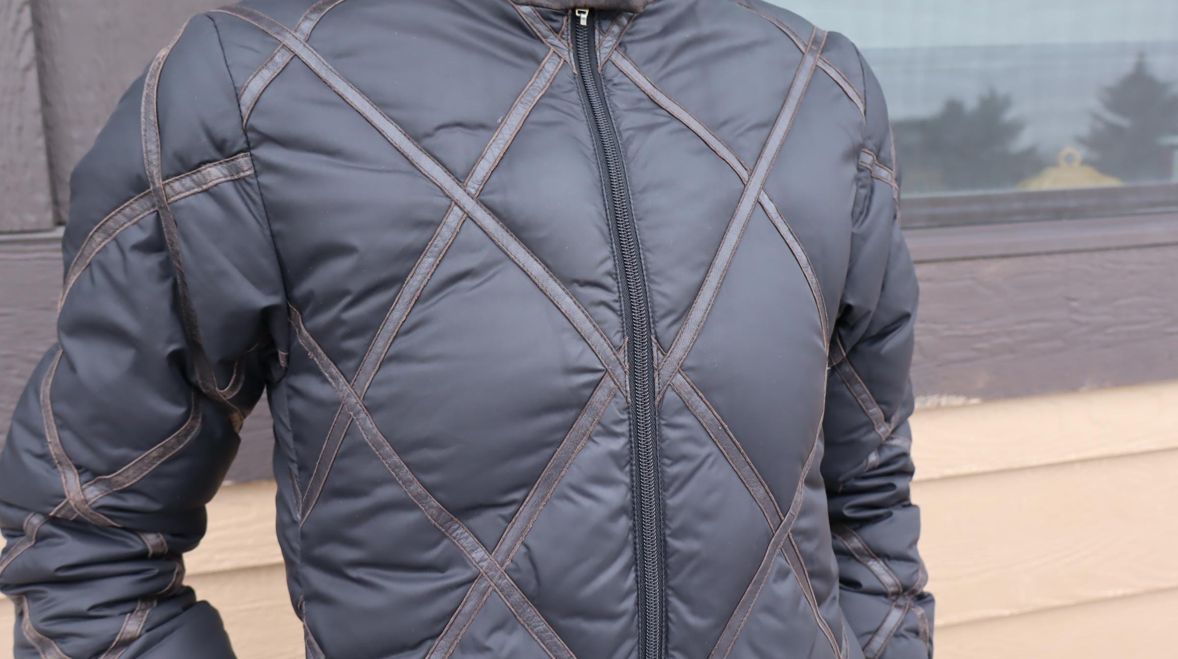 Vintage Moncler Norme Afnor G32-003 Long Down Coat With Leather