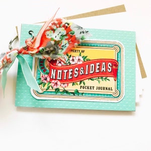 Handmade Notebook - Notes and Ideas - Mini Notebook - Kraft Notebook - Aqua - Coral - Notebook - My Notes and Ideas - Aqua Polka Dot Planner