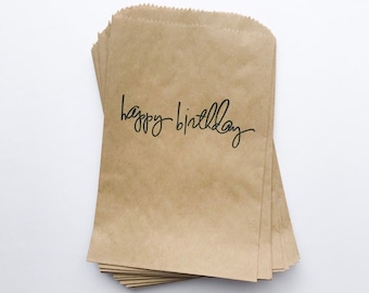 Happy Birthday Kraft Paper Party Bags - 5x7 Happy Birthday - Birthday Party Favor Bags - Party favor bags - Kraft Bag - Kraft Recycled bag