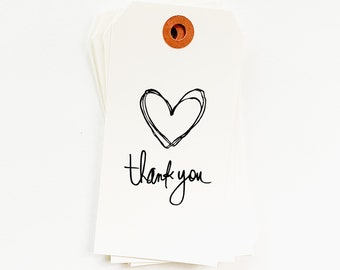 Thank You Heart Tags - White Gift Tag - Heart Gift Tag - Thank you Pretty Packaging - Happy Mail tags - Bulk Thank You Tags for Etsy shop