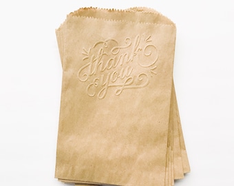 Thank You Kraft Party Bags - Thank you Embossed Party Gift Bag - Thank you - Kraft Bag - Embossed Kraft Bag - Thank you Gift bag - Embossed