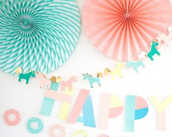 Unicorn Party Banner - Unicorn Party - Unicorn Banner Birthday - Unicorn Paper Garland - Unicorn Baby Shower - Unicorn Birthday Banner