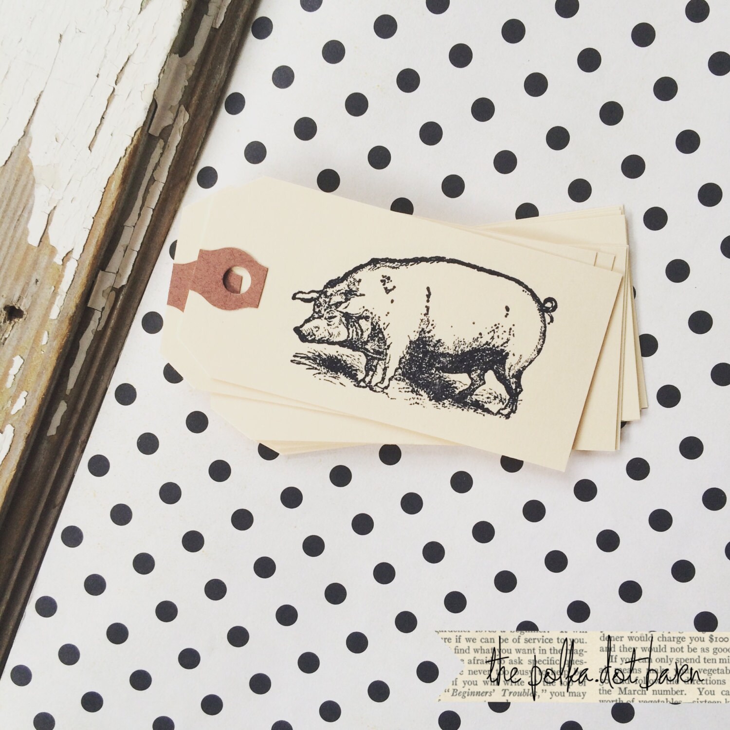 Pig Tag - 10 Pig Kraft Gift Tags - Pig Hand Stamped Tag - Mini Pig Tag ...