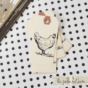 Chicken Gift Tags - Chicken Party Tag - Chicken Gift Tag - Happy Chicken - Farm Fresh Eggs - Hand stamped Tag - Egg Carton tag-Farmhouse tag