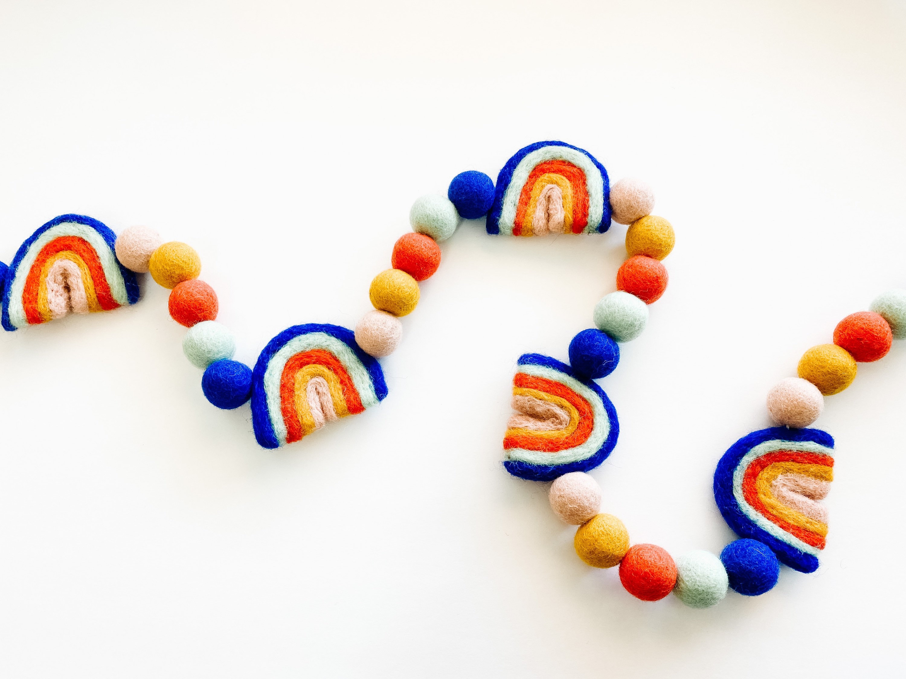 Magical Rainbow Banner - Rainbow Banner - Rainbow Party Garland- Felt Ball Garland - Rainbow Felt Ball Garland