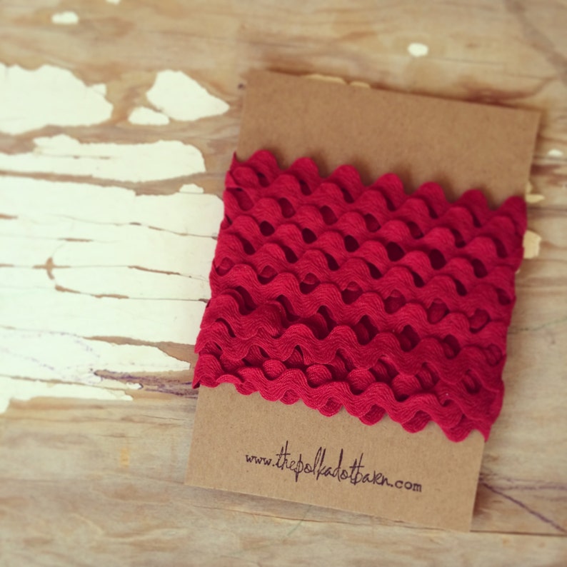 Red fabric trim Red ribbon Crimson Zig Zag trim Red trim Sewing trim Red Ric Rac 12 inch 10 yards Ric Rac Red Ric Rac
