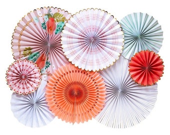 Garden Party Fans - Party Paper Fans - Spring Party Decor - Garden Paper Lollies - Paper Rosette Backdrop - Paper Fan -Pinwheel Backdrop