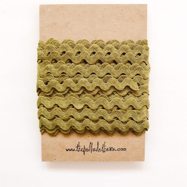 OLIVE GREEN Mini Ric Rac - Olive Green Ric Rac - Green Zig Zag trim - Polyester green ric rac - Sewing trim - Pretty packaging trim-Ric Rack