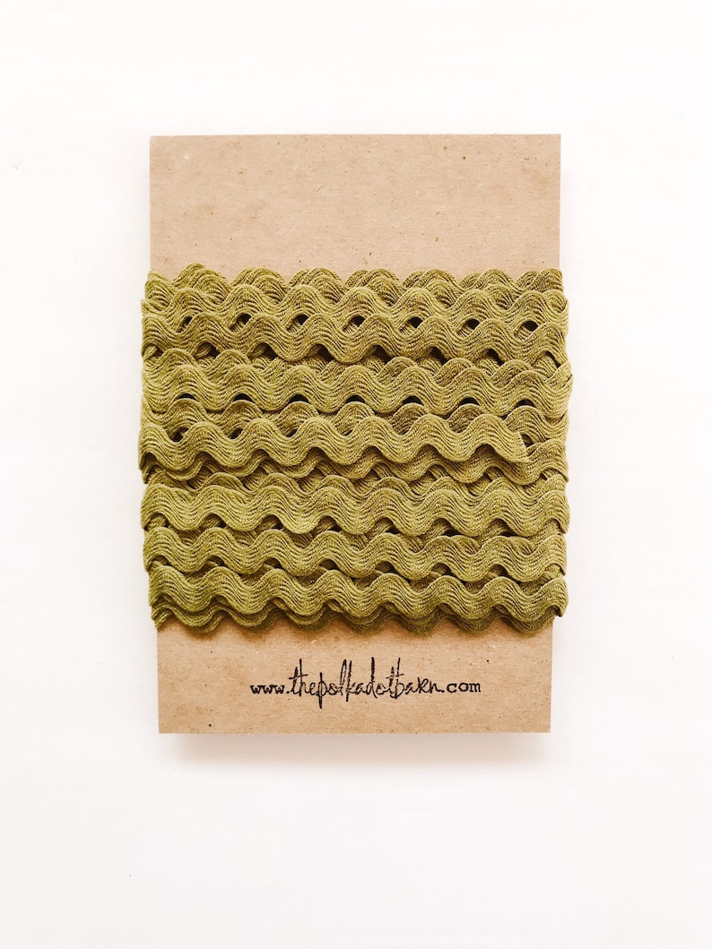 OLIVE GREEN Mini Ric Rac Olive Green Ric Rac Green Zig Zag trim Polyester green ric rac Sewing trim Pretty packaging trim-Ric Rack image 1