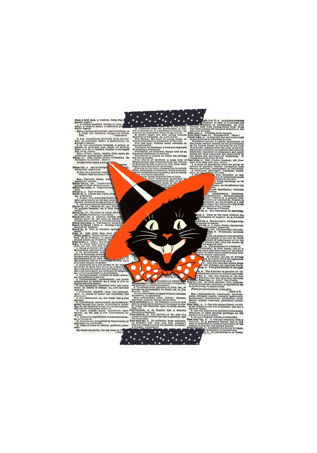 Halloween Cat Print - Halloween Black Cat Print - Vintage Halloween ...