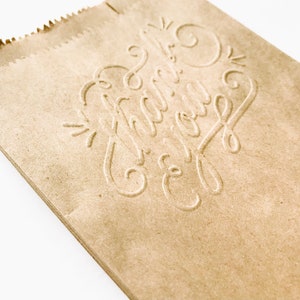 Thank You Kraft Party Bags Thank you Embossed Party Gift Bag Thank you Kraft Bag Embossed Kraft Bag Thank you Gift bag Embossed image 3