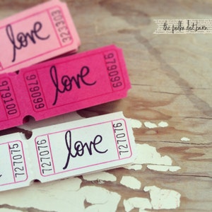 Love Ticket - Love Tickets - Pink Love Ticket - Pink Carnival Ticket - Love tag - Mini Love tag - Mini tag - Valentine Tag -Valentine Ticket