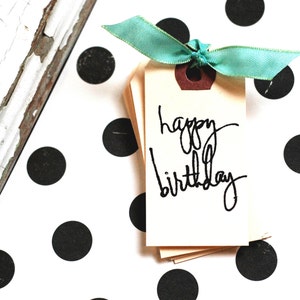 Happy Birthday Tag 10 happy birthday mini gift tags Happy Birthday Gift Wrapping Birthday Tag Hand stamped Birthday Tag Party Tag image 1