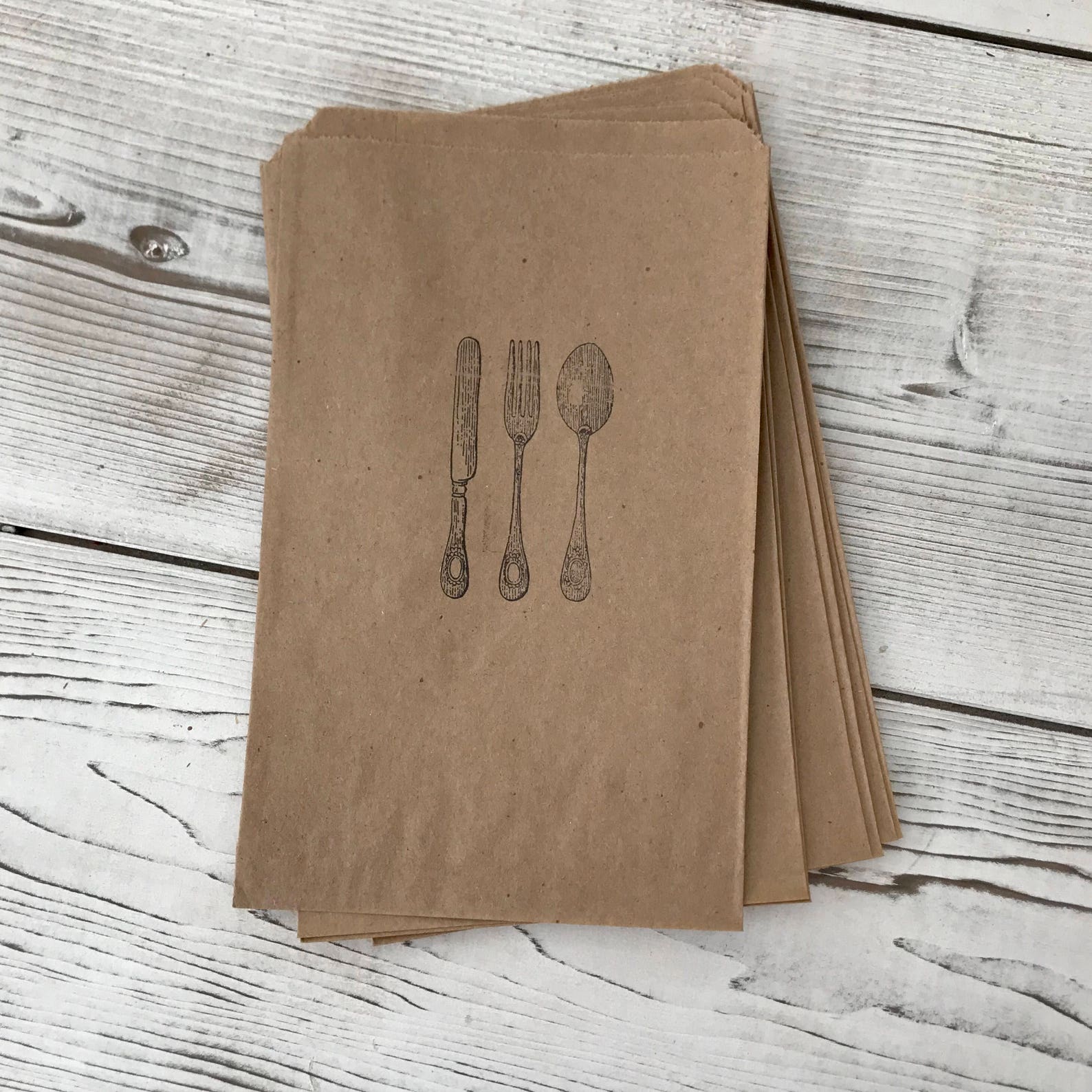 Utensil Bags Utensil Party Bag Kraft Cutlery Bag Wedding Etsy