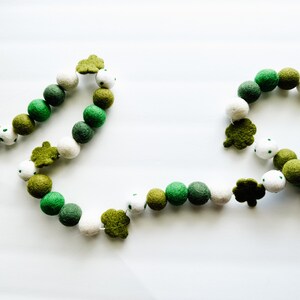 St Patrick's Day Shamrock Felt Ball Garland Felt Ball Banner Felt Ball Garland Green Felt Ball Garland image 1