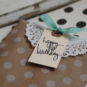 Happy Birthday Tag 10 happy birthday mini gift tags Happy Birthday Gift Wrapping Birthday Tag Hand stamped Birthday Tag Party Tag image 3