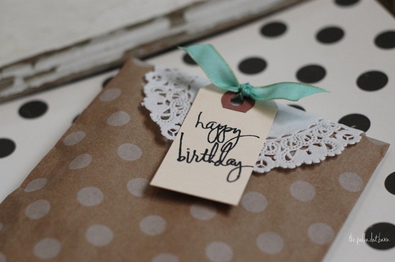 Happy Birthday Tag 10 happy birthday mini gift tags Happy Birthday Gift Wrapping Birthday Tag Hand stamped Birthday Tag Party Tag image 3