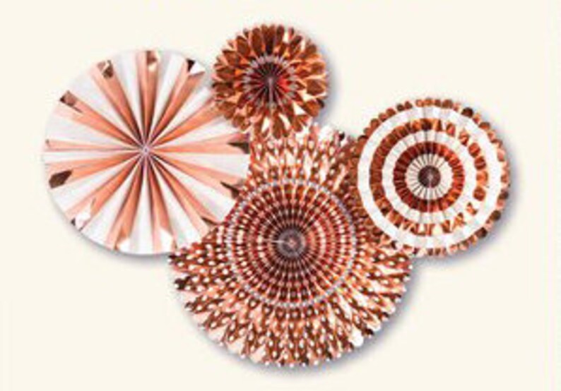 Rose Gold Paper Fan Backdrop -Rose Gold Pinwheel Paper Rosette Basic Rose Gold Party Fan Rose Gold Paper Medallion Rose Gold Party Fan