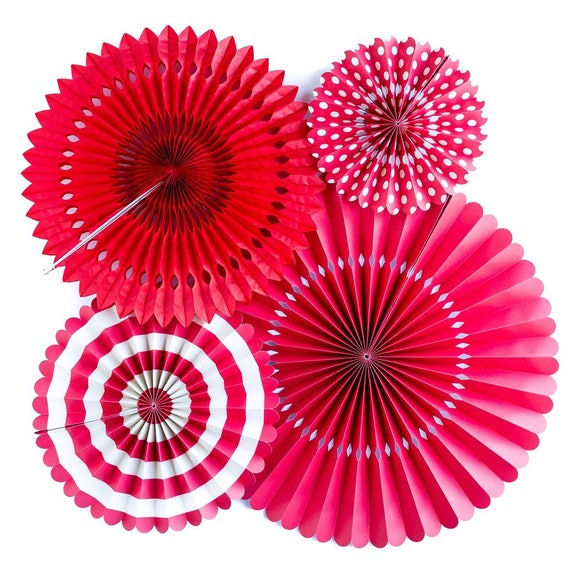 Red Basic Party Fans Party Paper Fans Red Party Decor Etsy