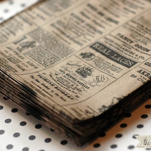 Newsprint paper bags - 25 kraft newsprint paper bags - 6x9 set of 25 - Newsprint kraft bags - Newsprint merchandise bags - Vintage Newspaper