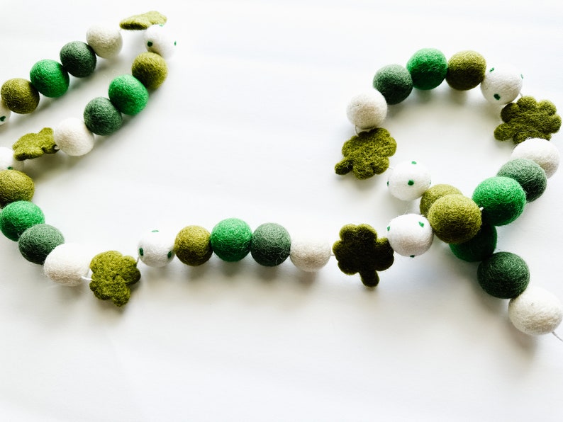 St Patrick's Day Shamrock Felt Ball Garland Felt Ball Banner Felt Ball Garland Green Felt Ball Garland image 2