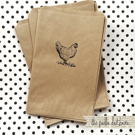 Chicken Party Bags - 10 chicken kraft bags, 5x7 - Chicken Gift Bags - Chicken Party - Party Sacks - Gift Wrapping - Farmhouse - Kraft Bag