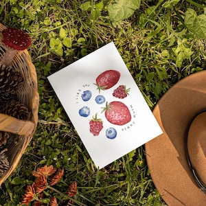 Wenskaarten met fruitthema - I Like You Berry Much - perfect voor alle gelegenheden