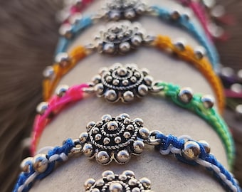bracelet macramé argenté vintage