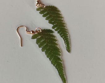 Boucles d'oreilles pressées fougères