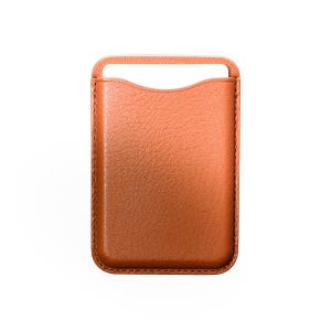 Personalized Slim MagSafe Wallet, Full Grain Italian Leather, Custom Initials Card Holder, Compatible with iPhone 17, 16, 15, 14, 13, 12 Cognac Brown