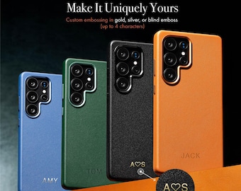 Personalised Galaxy S26, S25, S24, S26 Plus, S25 Plus, S24 Plus, S26 Ultra, S25 Ultra, S24 Ultra Leather Case, Ultra-slim, MagSafe ready