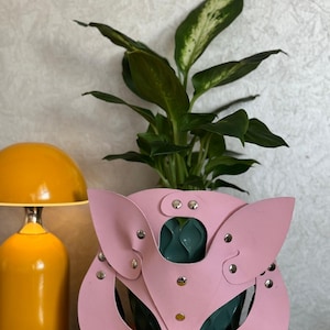 Sexy Women's Leather Cat Mask, Halloween Kitty Mask, Harness Costume,Catwoman Mask, Leather Pink Mask, Leather Cat Mask, Mask for Masquerade