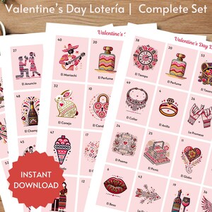 Bord- en kaartspel Loteria | Complete set | Mexicaanse bingo | Digitale afdrukbare download | Familiespel | Feestspel meidenavond