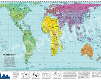Mappa del mondo di Peters (educativa) - aggiornata a ottobre 2024