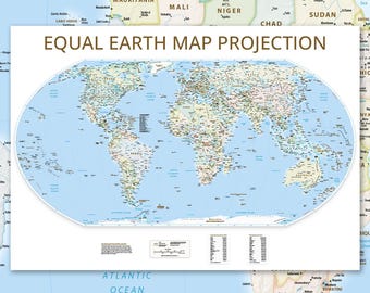 Equal Earth Wall Map (Political) - UN Adopted Map