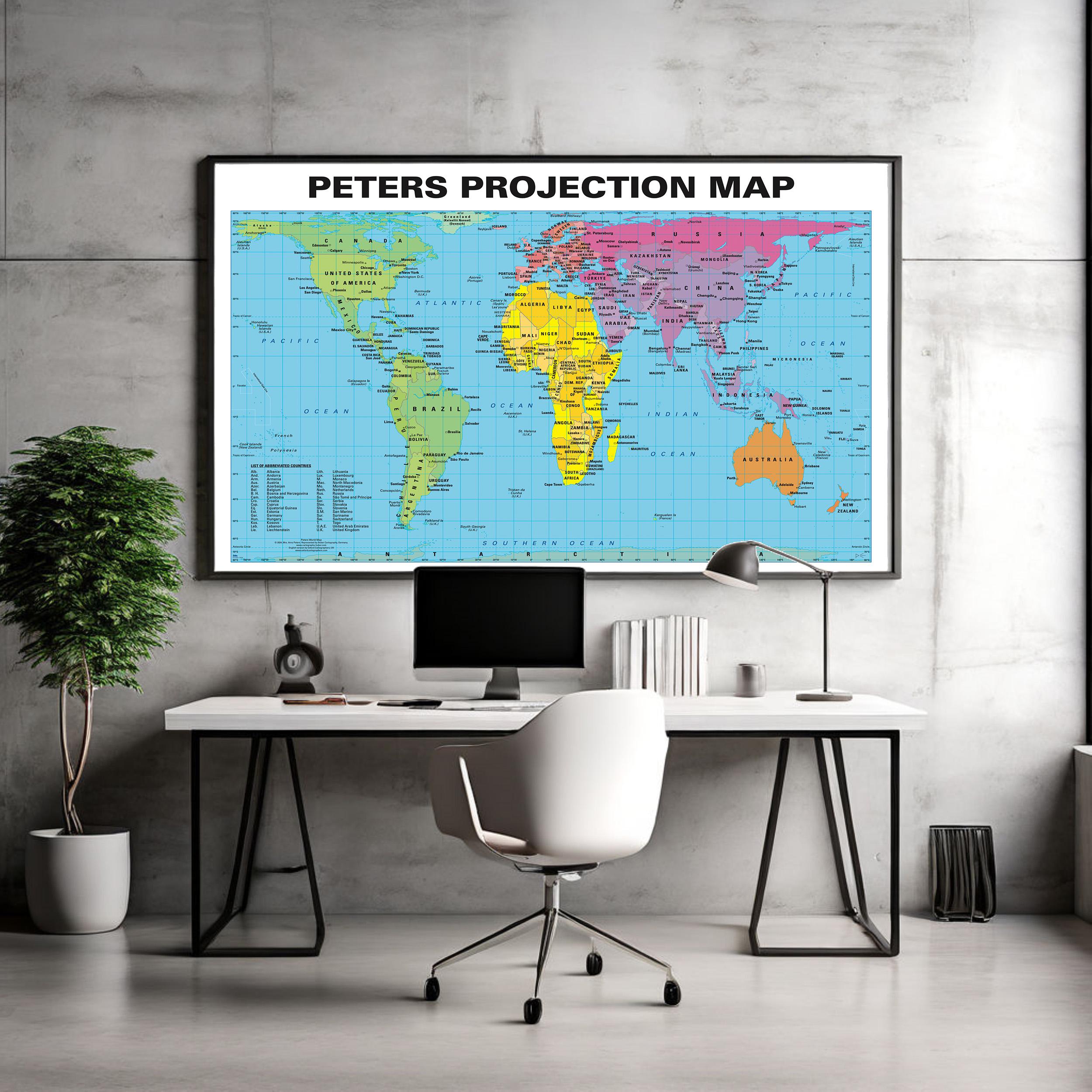 Peters Projection Map (political) (simple) - Etsy UK