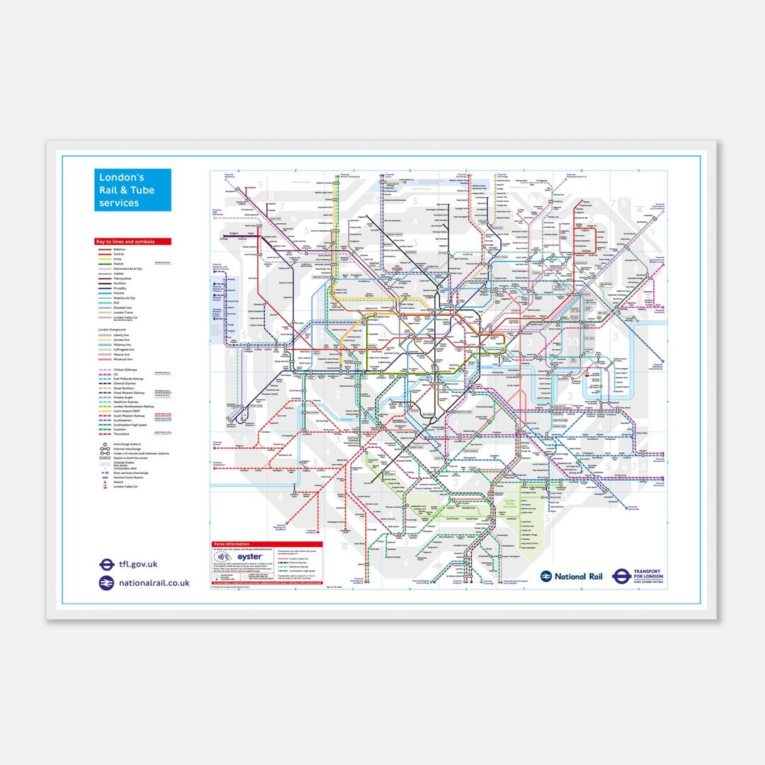 Tfl Road Map.pdf Official Tfl London’s Rail & Tube Services Map - Framed Poster A1 (59.4 ...