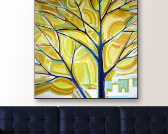 Sunlit Tree no. 14 (36x36) Original painting on canvas by Kristi Taylor