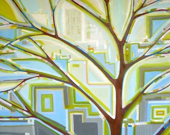 City Life no. 1 (48x48) Tree painting on canvas by Kristi Taylor