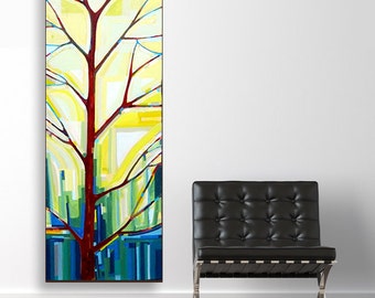 Tree Song no. 19 Plant Your Fields (20x60) original painting on canvas by Kristi Taylor
