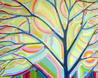 Sunlit Tree no.4 (48x48) Original painting on canvas by artist Kristi Taylor